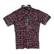 Galvin Green Mens Small Black Pink Malik Shirt Ventil8 Short Sleeve Golf Polo