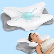 Cervical Neck Pillow for Pain Relief - Ergonomic Side Sleeper Pillow for Neck Support, Cooling Memory Foam Pillows for Sleeping, Contour Pillow Orthopedic Bed Pillow for Back Stomach Sleepers