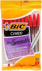 New 376786 Bic Cristal Pen Xtra Smooth Red 10 Ct (12-Pack) Pens Cheap Wholesale Discount Bulk Stationery Pens Asst