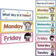 Lachilly 8 Pcs Days of The Week Flashcards Subject Titles for Bulletin Board Boarder Headliners Classroom Decoration Teacher Teaching Aids