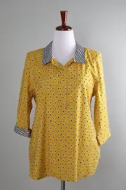 CHICO'S NWT $99 No Iron Button Back Diamonds Tunic Top Size 2 US 12 / 14 / Large