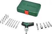 Bosch Bit Ratchet Screwdriver T-handle Set 22-Piece (Max Torque 46 Nm; 36-Tooth Gear; Magnetic Bit Holder; Ergonomic T-Handle Softgrip; 16 Bits S2-Steel; 4 Nutsetters; Case)