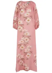 Bernadette Georgio Floral-print Linen Maxi Dress - Pink And White - 12 12