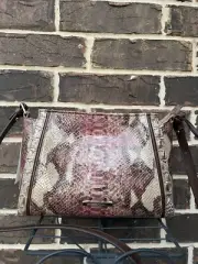 NWT$285 Brahmin Hillary Leather Crossbody Brindle Potomac snake rose coffe brown