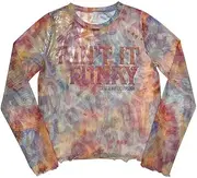 [Rock Off officially licensed products] James Brown Funky Long Sleeve Mesh Crop Top L