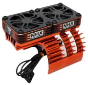 NHX RC 1/5 Twin Cyclone Alum HV Cooling Fans w/Cover Motor Heatsink Orange