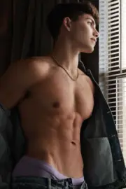 [N230] Handsome Man Cute Model Showing Off Body Male Physique Photography
