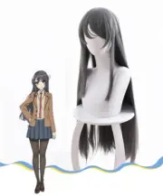 Rascal Sakurajima Mai Dark Gray Color Long Hair Wig 80CM Cosplay Costume