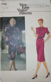Vogue Sewing Pattern 7740 Misses Dresses 2 Styles Very Easy Size 10 1980s UNCUT