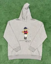 New NWT Polo Ralph Lauren Bear Hoodie Sweatshirt Size XLT Grey Pullover