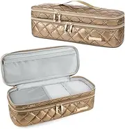 Travel Carrying Case for Hair Dryer Shark Flexstyle Dyson Airwrap, Double-Layer Hair Accessories Tools Storage Case for Revlon One-Step, Shockproof Protection Organizer Travel Carrier Bag, Gold