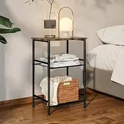 Forthcan End Table 3-Tier Side Table with Storage Shelf, Nightstand Bedside Table for Bedroom, Sofa Table for Living Room Small Space, Easy to Assemble