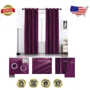 Grommet Top Light Filtering Velvet Curtains - 90" Long Purple Elegance Set of 2