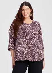 [TS] Taking Shape Button Detail Luna Top Size 22 in Ditsy Print - Plus Size Women's Sale Ditsy Print