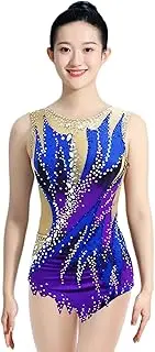 [Zagitova] Sleeveless Rhythmic Gymnastics Leotard for Women Sparkly Competition Performance Wear Printing Tank Leotards
