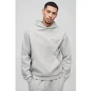 Mens Light Grey Interlock Pocket Detail Hoodie