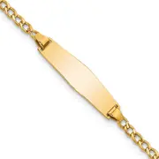 14k Semi-solid Soft Diamond Shape Cuban ID Bracelet