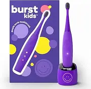 BURSTkids Kids Electric Toothbrush, Soft Bristle Kid & Toddler Toothbrush, 2-Minute Timer, Rechargeable Battery, Easy-Grip Silicone Handle, 2 Brush Modes for Healthy Smiles, Ages 3+, Purple