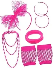 [BESTYASH] 1set Retro Themed Earring and Headband Gloves Party Favors for Girls and Women Includes Necklace and Bracelet for Holiday Celebrations