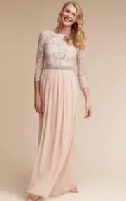 BHLDN Giada Dress Gown by Aidan Mattox Size 6 Champagne $450