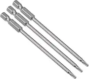 uxcell 3 Pcs 1/4" Hex Shank T10 Magnetic Security Torx Screwdriver Bits 100mm Length