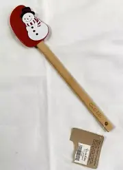 NWT Sur la Table Snowman Silicone Spatula Scraper Red Wood Handle