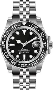 [Lorenz] Automatic 28196AA Men's Automatic Stainless Steel Watch Sub 100m, Black, Modern