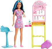 Barbie Toys, Skipper Doll and Ear-Piercer Station with Piercing Tool, 10 Pairs of Earrings and 5+ Additional Accessories, First Jobs