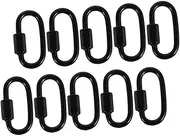 Gogogmee 10Pcs Heavy Duty Stainless Steel Quick Link Carabiner Clips for Camping Hiking and Outdoor Activities Durable Oval Locking Connectors for Ropes and Chains Black