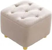 STARTIST Square Footstool Foot Stool Comfortable Stepstool Creative Ottoman Stool Footrest for Living Room Dressing Room Bedroom Couch, Beige