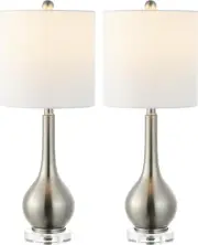JYL5010B-SET2 Dylan 25" Metal/Crystal Teardrop LED Table Lamp Contemporary, Tran