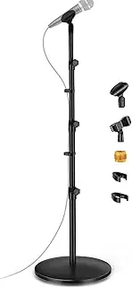 Bietrun Longer Mic Stand(Max to 67 Inches), Microphone Stand Universal Boom Mic Stand Detachable Mic Stands with Weighted Round Base, Height Adjustable from 26" to 67" for Shure SM58 Samson Q2U