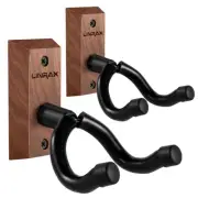 Guitar Wall Mount, 2 Pack Guitar Wall Hanger, Black Walnut Wall Hook with Scr...