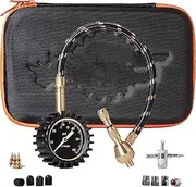 Tire Pressure Gauge (0-60 PSI) Heavy Duty, with Custom Foam Case, Chrome Caps & Valve Core Repair Tool, Rapid Air Pressure Gauge, Tire Deflators Offroad Accessories, 4x4 Tires