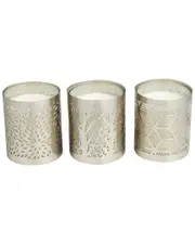 Peyton Lane Set Of 3 Geometric White Wax Vanilla Marshmallow Scented 13oz 1-Wick Candle