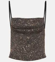 [Altuzarra] Altuzarra Diaplo metallic knit crop top AU 14 black