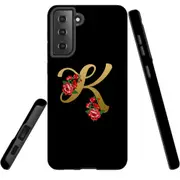 For Samsung Galaxy S21 FE Case Armour Cover, Embellished Letter K