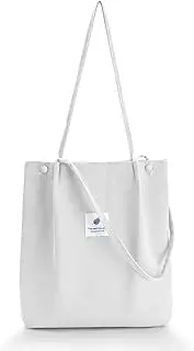 [MORSUNBELA] Shopping Bag Corduroy Tote Bags Shopping Bags Reusable Shopping Bag for Girls Women Used as Library Bag, Work Bag, Shoulder Bag,Travel Bag