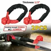 2x 1/2" Soft Shackle Rope Synthetic Tow Recovery Strap 38,000LBs WLL 7.5Tons
