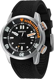 [BERNY] Men's Watch 20ATM Diving Watch Automatic Movement Wristwatch HV600 Hardness Sapphire Glass Comfortable Silicone Watch Band Super Luminous Male Watches