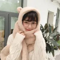 在飛比找蝦皮購物優惠-可愛的 Ulzzang 韓國 Ulzzang 熊耳朵羊毛帽子