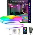 Neon Rope Lights, 16.4FT RGB LED Strip Lights, App Control, IR Remote, Outdoor I