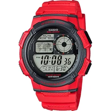CASIO 卡西歐 世界之城電子數位膠帶錶 - 紅色/43.7mm (AE-1000W-4A)