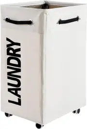 Collapsible Laundry Hamper with Wheels and Storage Bin
