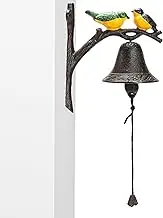 Outside Farmhouse Door Bell, Front Door/Main Gate Cast Iron Bells Easy to Install, Two Birds Pattern Manually Shaking Doorbell, for Yard/Foyer Decor