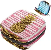 Sanitary Napkin Storage Bag,Period Bag,Pad Bag,Fruit Pink Striped Pineapple,Period Pouch