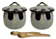 Japanese Chawan-mushi Cups with Lid and Spoon, 3.54 x H2.95 Inches, 8.7 fl. O...