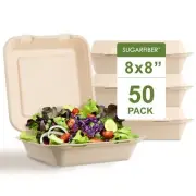 50 Countsugarfiber By 8 X 8 Compostable Clamshell Food Containers Heavyduty T
