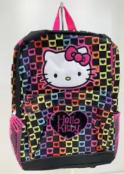 Girl's Backpack ~ Hello Kitty "Rainbow Hearts" Checker w/ 2 Large Compartments