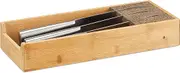 Relaxdays Bamboo Knife Block, in-Drawer Knife Organizer, Cutlery Storage, HWD 6.5x38x15.5cm, Natural